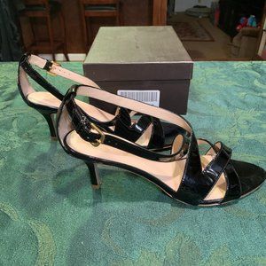 Elie Tahari Black Patent Leather Sandal Size 11M